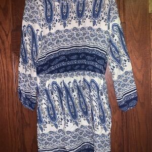 Blue and White Paisley Women's Top